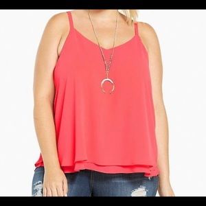 3x Torrid Coral Double Layered Chiffon Cami Tank
